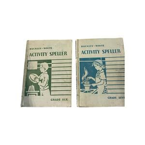 Vintage Lot 2 Buckley-White Activity Speller Grade Six & Seven (HC 1937)